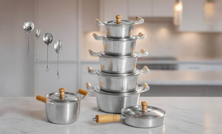 Achadinho de Cozinha Imperdível! Jogo de Panelas Alumínio Batido Grosso + Frigideira + Caldeirão + Talheres