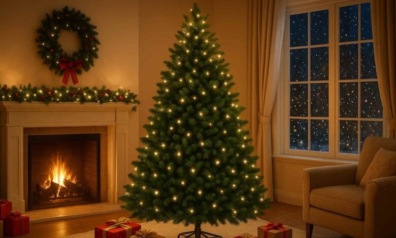 Árvore de Natal luxuosa de 2,10m com 1150 galhos! O achadinho perfeito da Shopee para um Natal cheio de elegância.