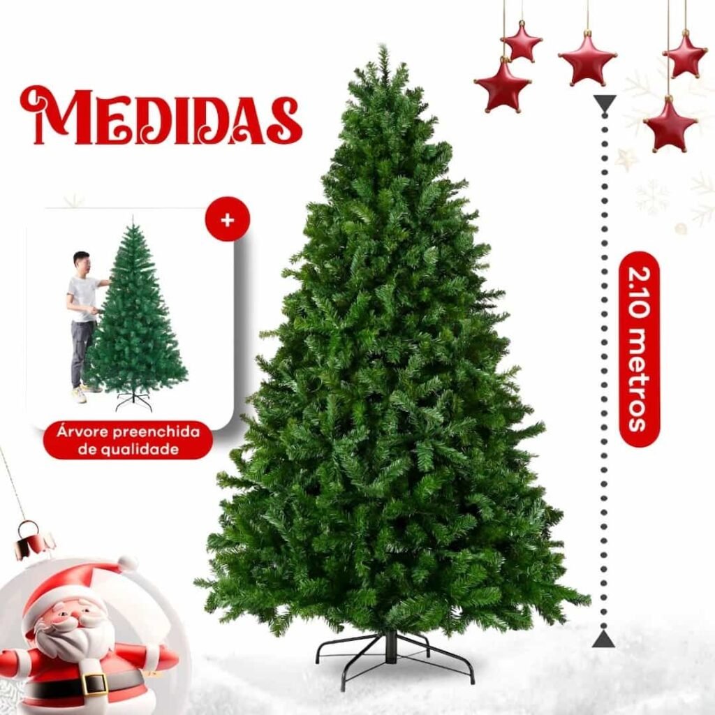 Árvore de Natal luxuosa de 2,10m com 1150 galhos! O achadinho perfeito da Shopee para um Natal cheio de elegância.